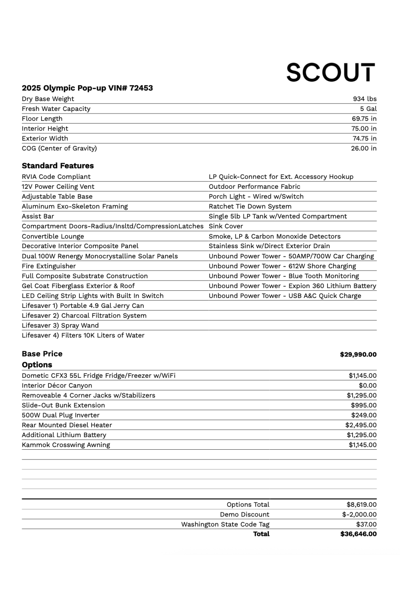 *SOLD* 2025 Scout Olympic Pop-Up – Demo Unit (VIN# 72453)