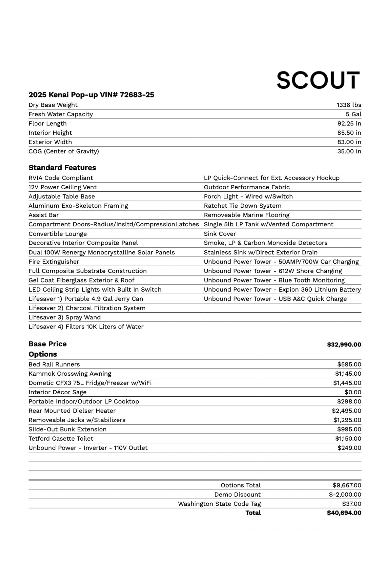 2025 Scout Kenai Pop-Up – Demo Unit (VIN# 72683)