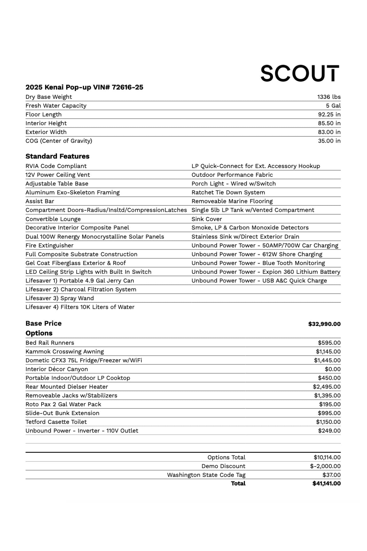 2025 Scout Kenai Pop-Up – Demo Unit (VIN# 72616)
